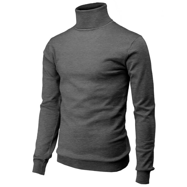 H2H Mens Casual Slim Fit Pullover Sweaters Knitted Turtleneck Thermal Basic Designed